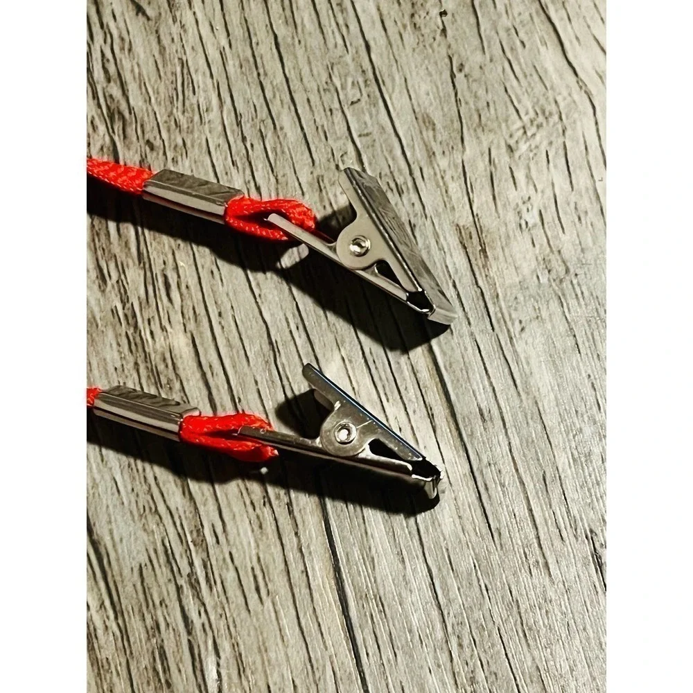 3/8'' Red Flat Opened-ended Lanyard w/ Two Bulldog Clips - 75 per pack